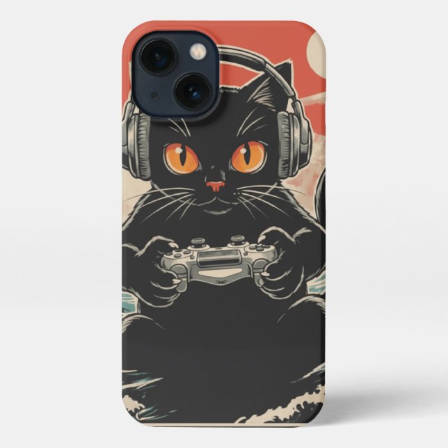 Cute Anime Gamer Kawaii Cat Japanese Gaming Gift B iPhone Case (Back)