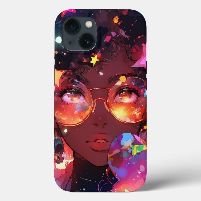 Cute Anime Girl African American Art Case-Mate iPhone Case (Back)