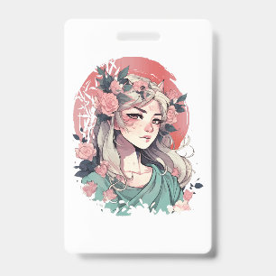 Cute Anime Girl Badge
