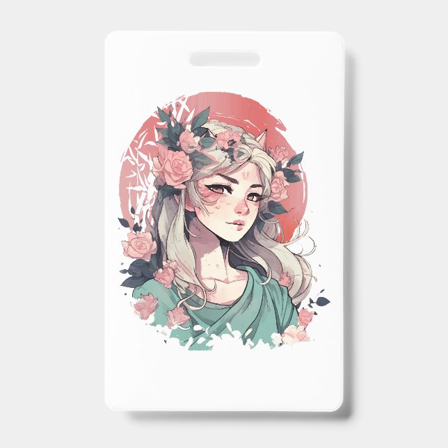 Cute Anime Girl Badge (Front)