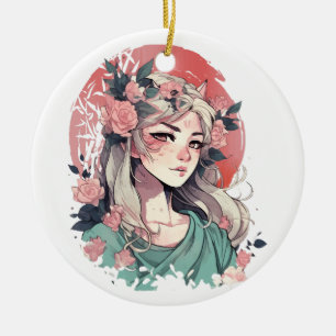 Cute Anime Girl Ceramic Ornament