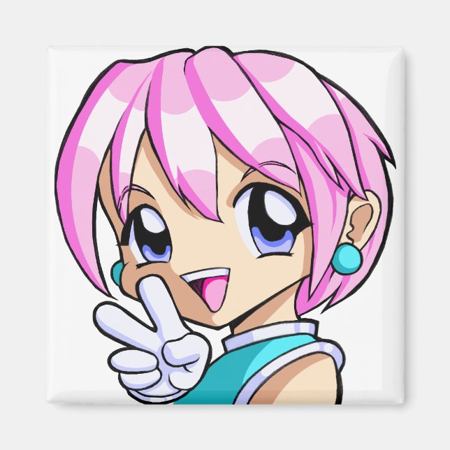 Cute Anime Girl Magnet (Front)