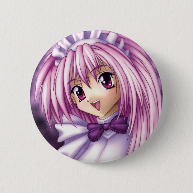 Cute Anime Girl Maid 2 Inch Round Button (Front)