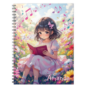 Cute Anime Girl Reading a Book Personalized