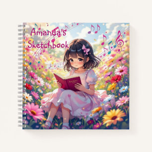 Cute Anime Girl Reading a Book Personalized