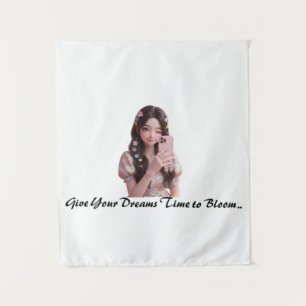 Cute Anime Girl Selfie Artwork   Give Your Dreams  Tapestry