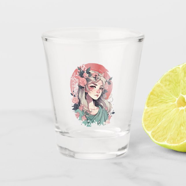 Cute Anime Girl Shot Glass (Front)