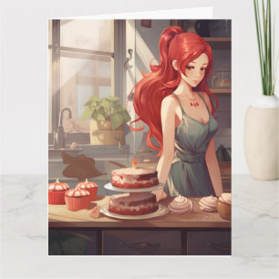 CUTE ANIME GIRL SWEET BIRTHDAY CARD