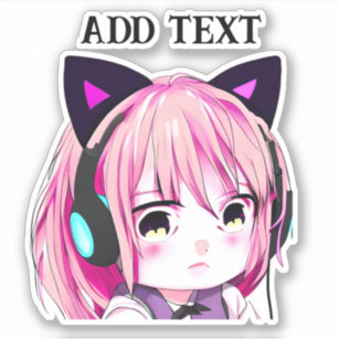 Cute Chibi Anime Cat Girl With Cats | Sticker