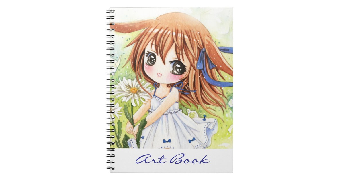 cute anime girl with daisy  notebook  zazzleca