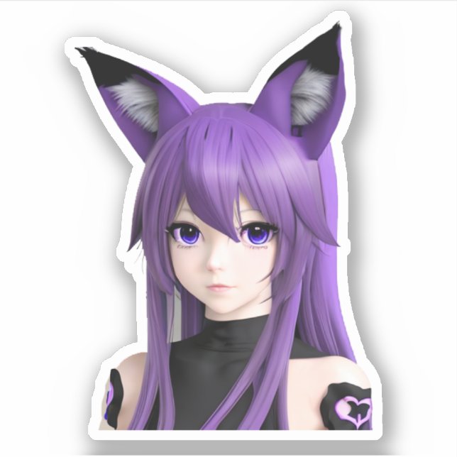 Cute Anime Girl with Fox Ears (Front)
