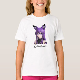Cute Anime Girl with Fox Ears Personalized T-Shirt