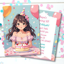 Cute Anime Girl's Birthday Party