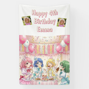 Cute Anime Girl's Ice Cream Birthday Party   Banner