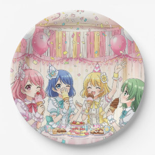 Cute Anime Girl's Ice Cream Birthday Party Paper Plate