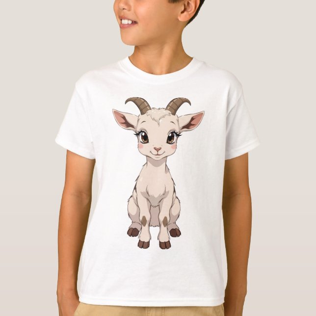Cute Anime Goat with Big Eyes T-Shirt (Front)
