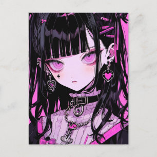 Cute Anime Goth Girl Postcard