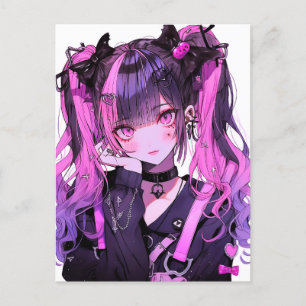Cute Anime Goth Girl Postcard