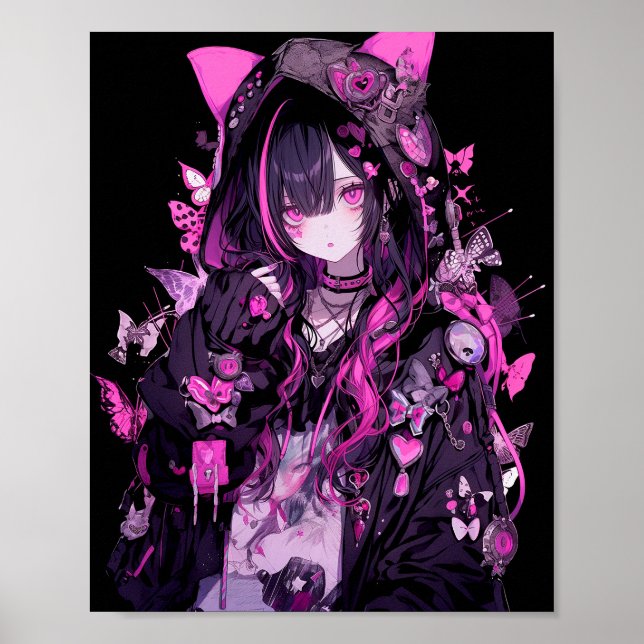 Cute Anime Goth Girl Poster (Front)
