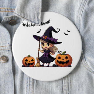 Cute, anime Halloween witch 6 Inch Round Button