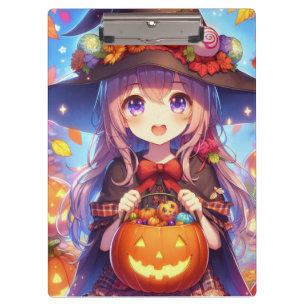 Cute Anime Halloween Witch Clipboard