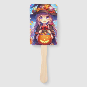 Cute Anime Halloween Witch Hand Fan