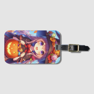 Cute Anime Halloween Witch Luggage Tag