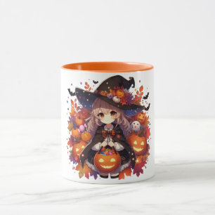 Cute, anime Halloween witch Mug