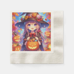 Cute Anime Halloween Witch Napkin