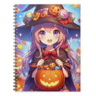 Cute Anime Halloween Witch Notebook
