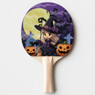 Cute Anime Halloween Witch Ping Pong Paddle