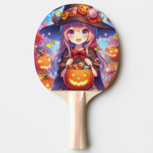 Cute Anime Halloween Witch Ping Pong Paddle