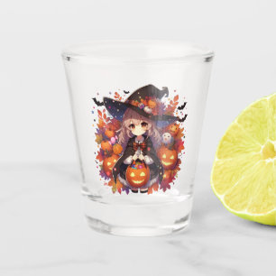 Cute, anime Halloween witch Shot Glass