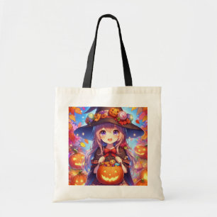 Cute Anime Halloween Witch Tote Bag
