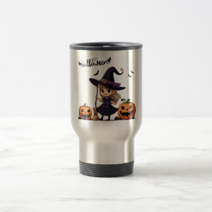 Cute, anime Halloween witch Travel Mug