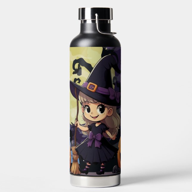 Cute Anime Halloween Witch Water Bottle (Left)