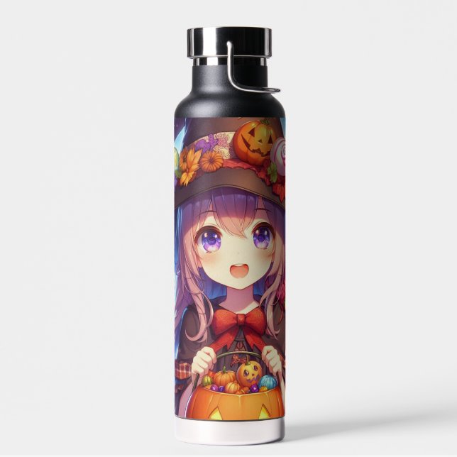 Cute Anime Halloween Witch Water Bottle (Left)