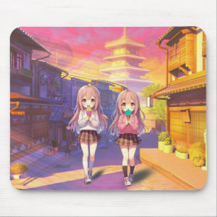 Cute Anime Ice cream girls Mouse Pad