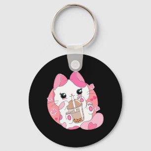 Cute Anime Kawaii Cat Boba Bubble Tea Girls Costum Keychain