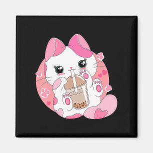 Cute Anime Kawaii Cat Boba Bubble Tea Girls Costum Magnet