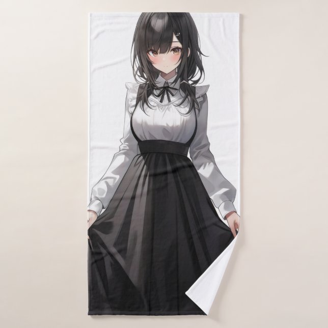Cute Anime Maid Bath Towel (Bath Towel)
