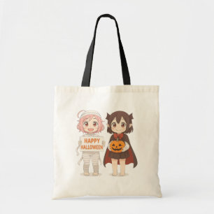 Cute anime mummy & vampire girls tote bag