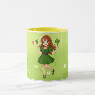 Cute anime redhead Saint Patrick's Day   Mug