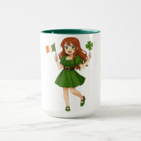 Cute anime redhead Saint Patrick's Day  