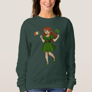 Cute anime redhead Saint Patrick's Day Sweatshirt