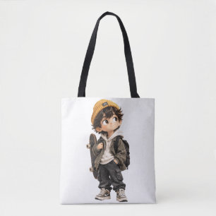 Cute Anime Skater Boy Chibi Tote Bag — Urban Stree