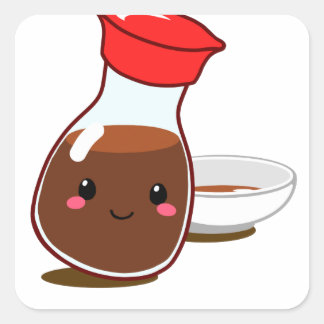 Cute Anime Soy Sauce "I'm soy happy!" Square Sticker