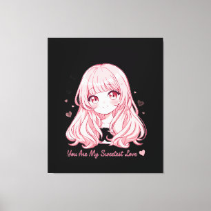 Cute Anime Valentine Sweatshirt Canvas Print