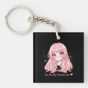 Cute Anime Valentine Sweatshirt Keychain