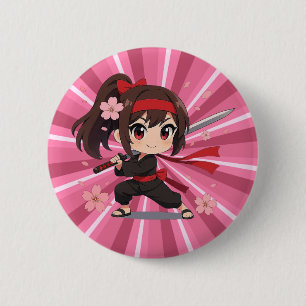 Cute anime warrior blossom girl 2 inch round button